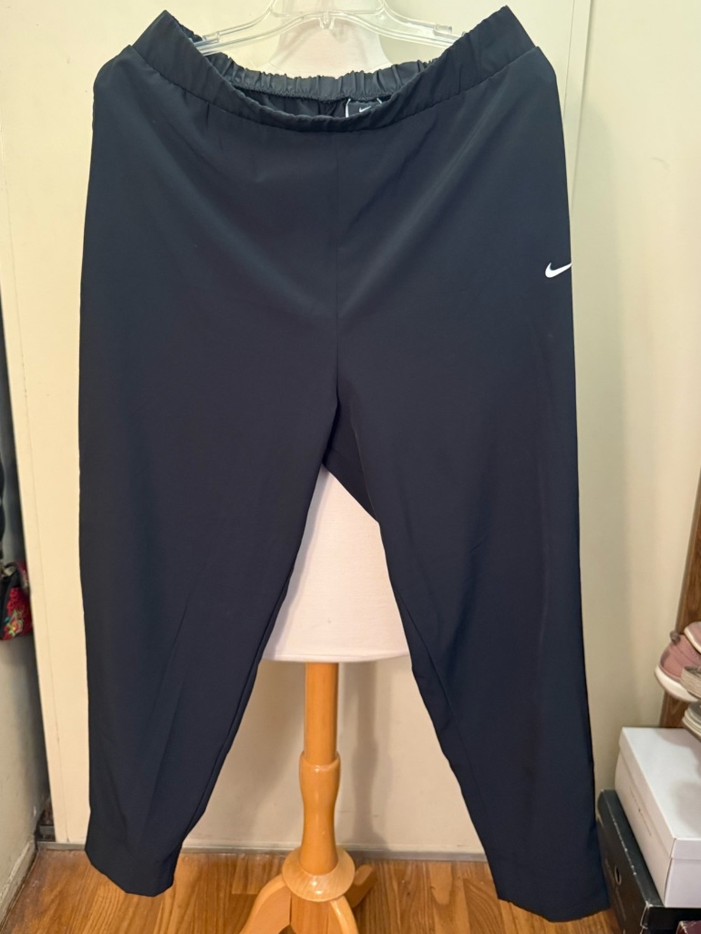 Nike dri fit Black Joggers with White Swoosh xl